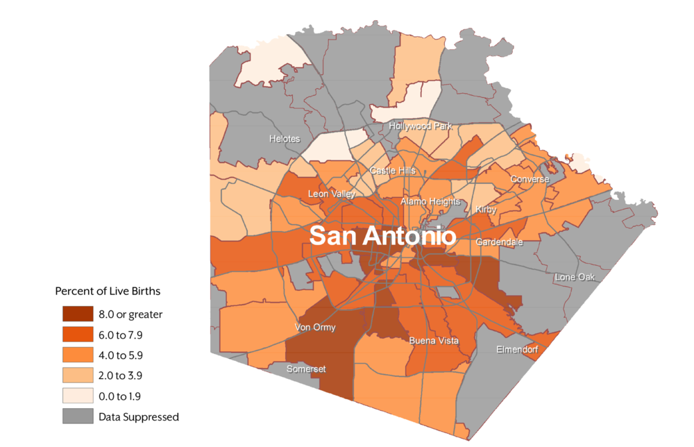 Figure 1. Percent of Live Births to Hispanic Mothers Who Were Morbidly Obese Pre-Pregnancy: Bexar County, Texas (2015)&nbsp;