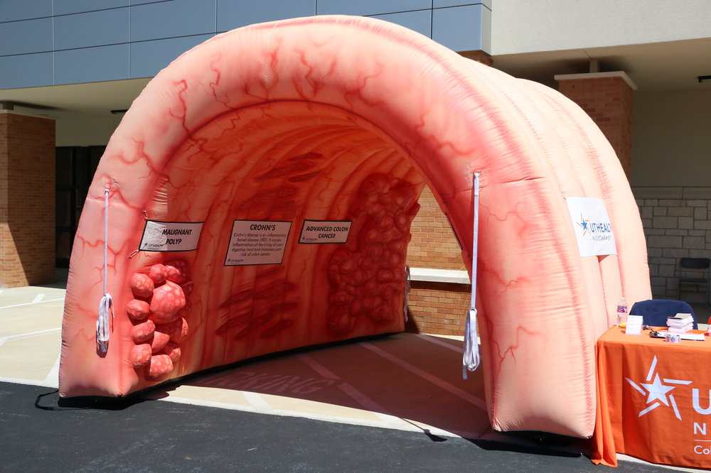 The traveling inflatable colon allows people to better visualize what physicians are looking during screenings.