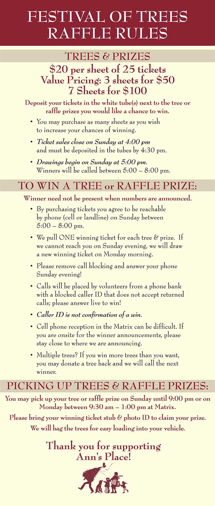 Raffle Rules — Ann's Place Festival of Trees