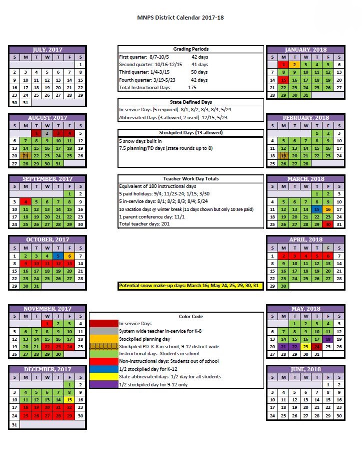 25 Lovely Metro School Calendar 2017-18 - Free Design