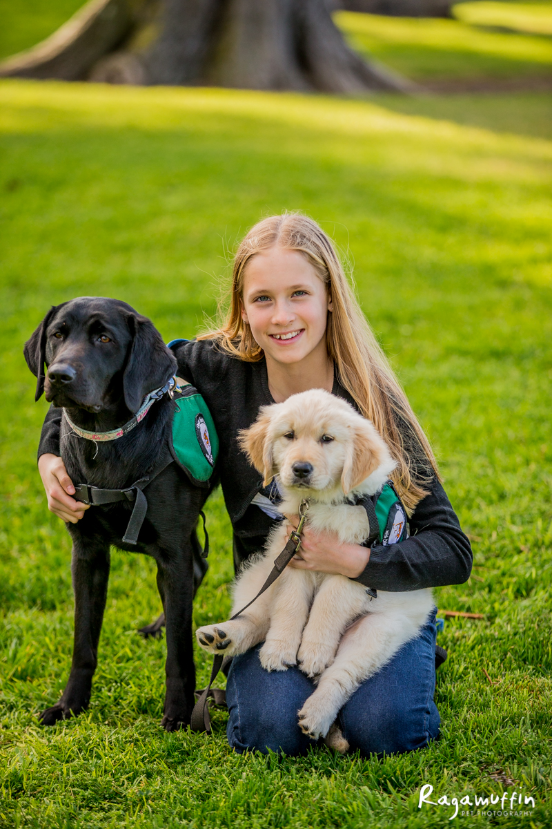 Volunteer foster family’s daughter enjoying fostering DKD dogs.