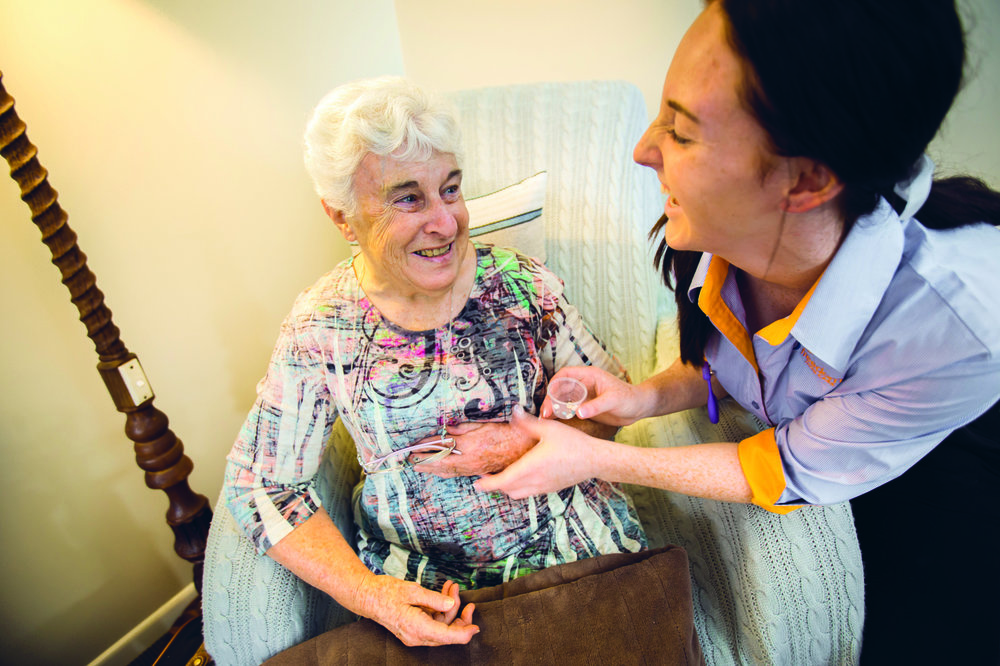 June receives the care she needs in her own unit from Freedom Aged Care personal carer Ellie.