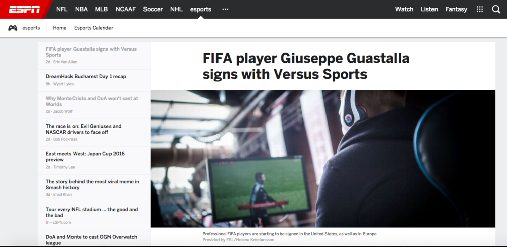 Versus Sports Signs Giuseppe Guastella (Photo: ESPN)