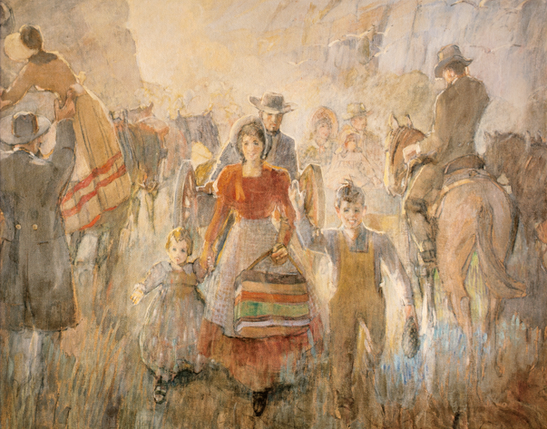 Pioneers Arriving, Minerva Teichert art, LDS Art, Mormon Art, Latter Day Saint