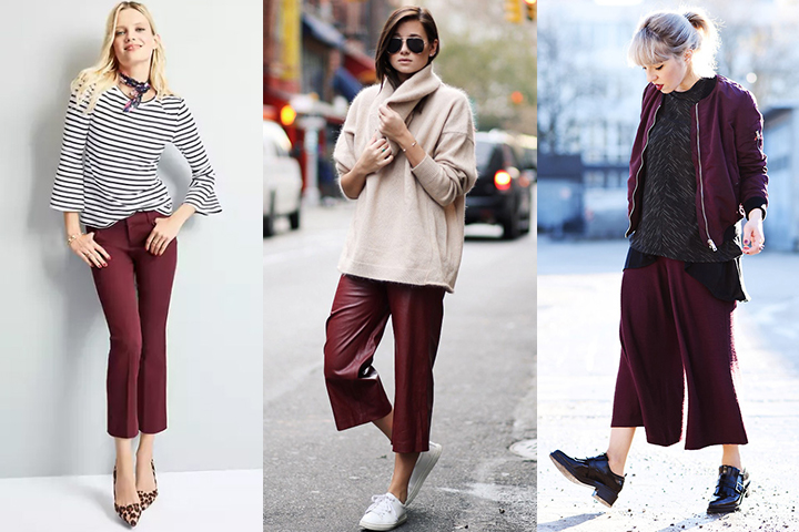 Burgundy culottes | HOWTOWEAR Fashion