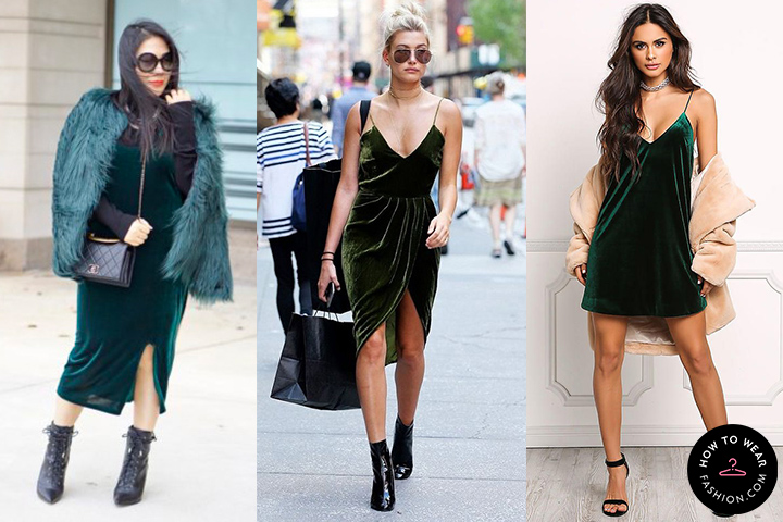 Dark green slip dresses | HOWTOWEAR Fashion