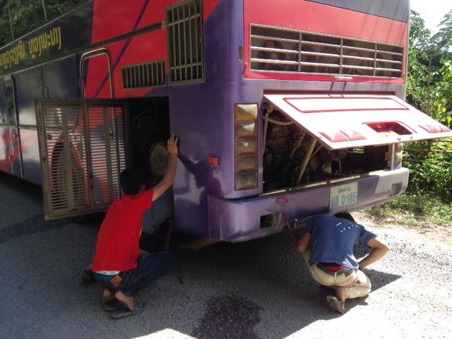 breakdown on a bus in Laos