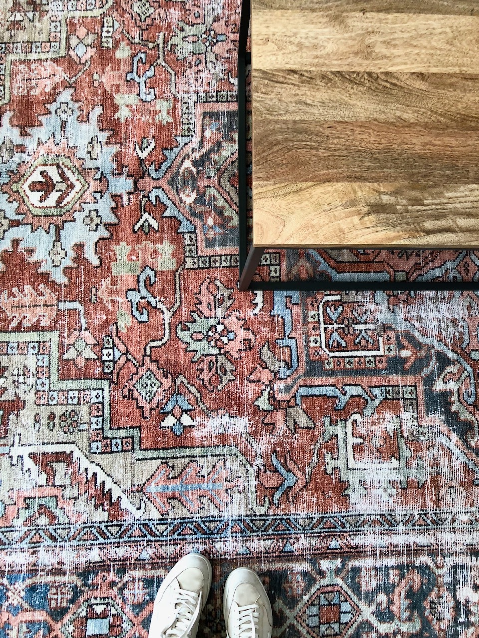  From the moment I saw this rug at market in January -- I knew it would be perfect for my client's Dundee Tudor home.&nbsp; So much beautiful, distressed color...and at a great value! This gorgeous 8'6" x 11'6" rug is less than $1000! 