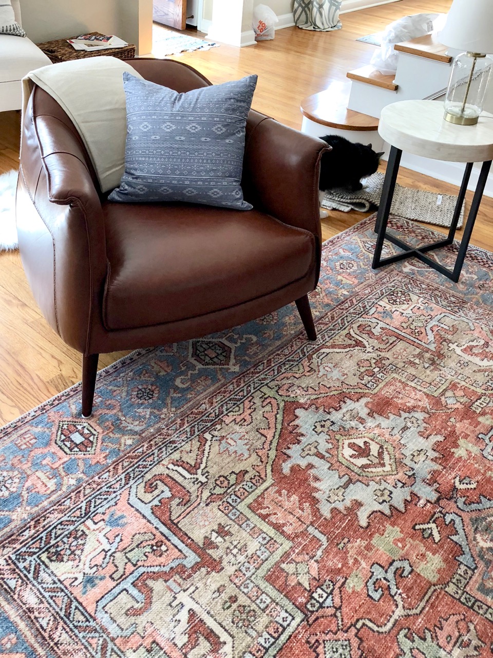  Looks so great with our Bohemian leather chairs.&nbsp; Pillow by The Sable Fox | Made in Omaha 