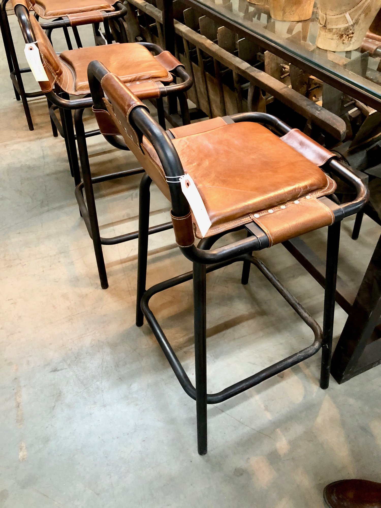  Vintage leather stools.&nbsp;&nbsp; 