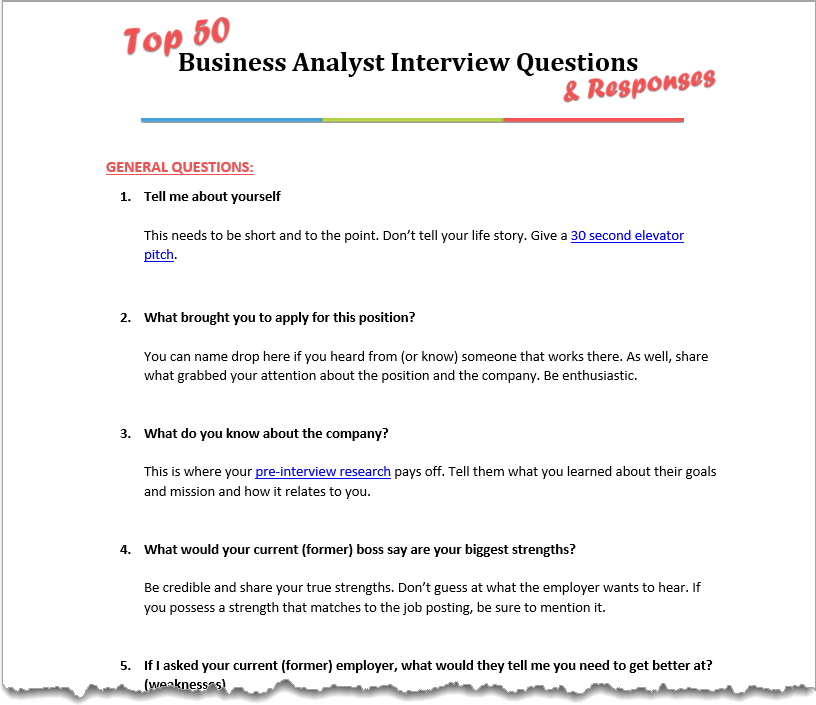 Interview questions for business analyst job