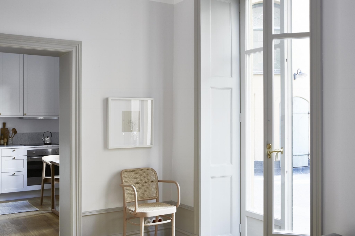 Serene grey in a small Stockholm apartment