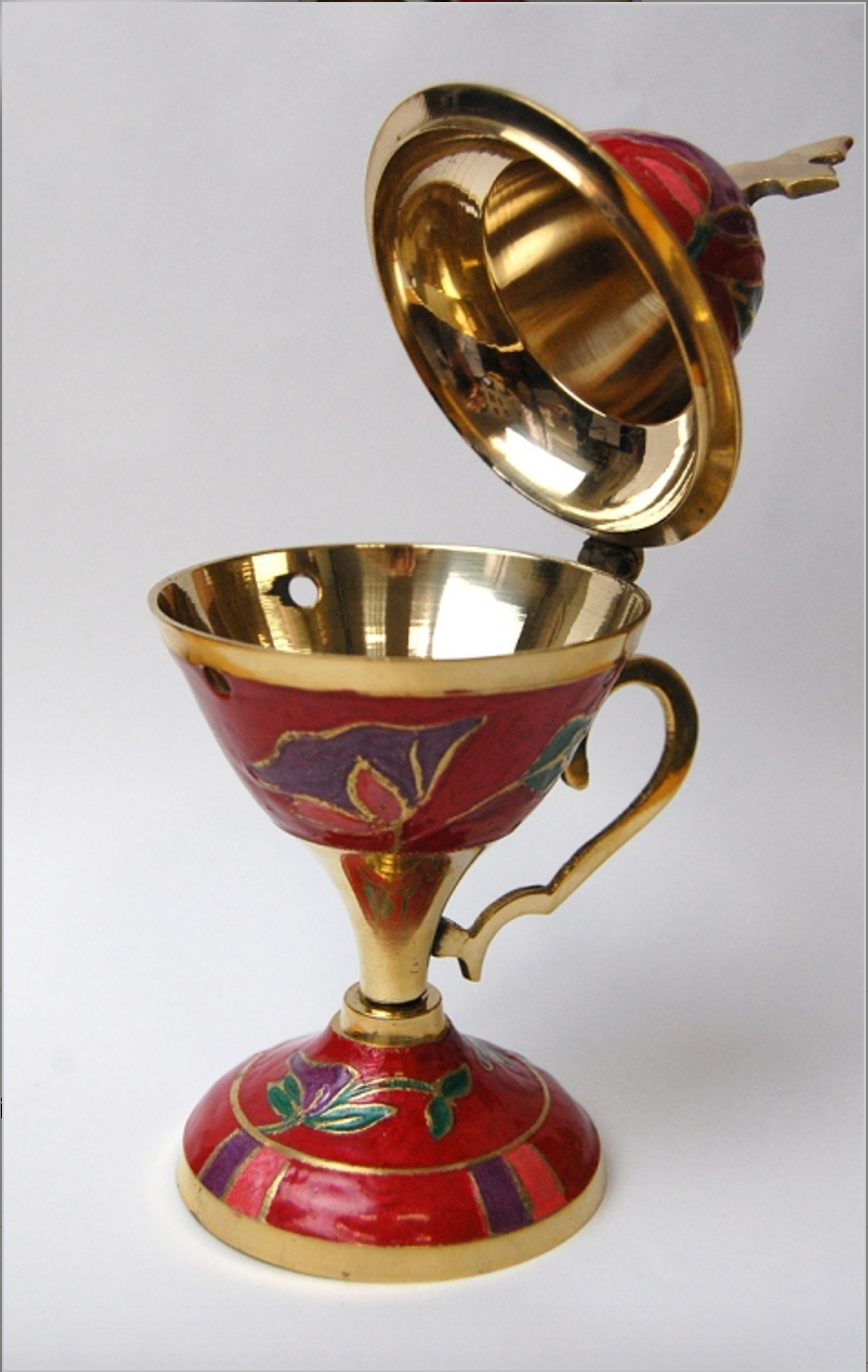 Enamel High Quality Gold Plated Orthodox Incense Burner 11X23cm