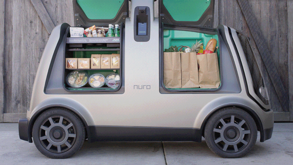 Il veicolo self-driving di Nuro, destinato al trasporto delle merci