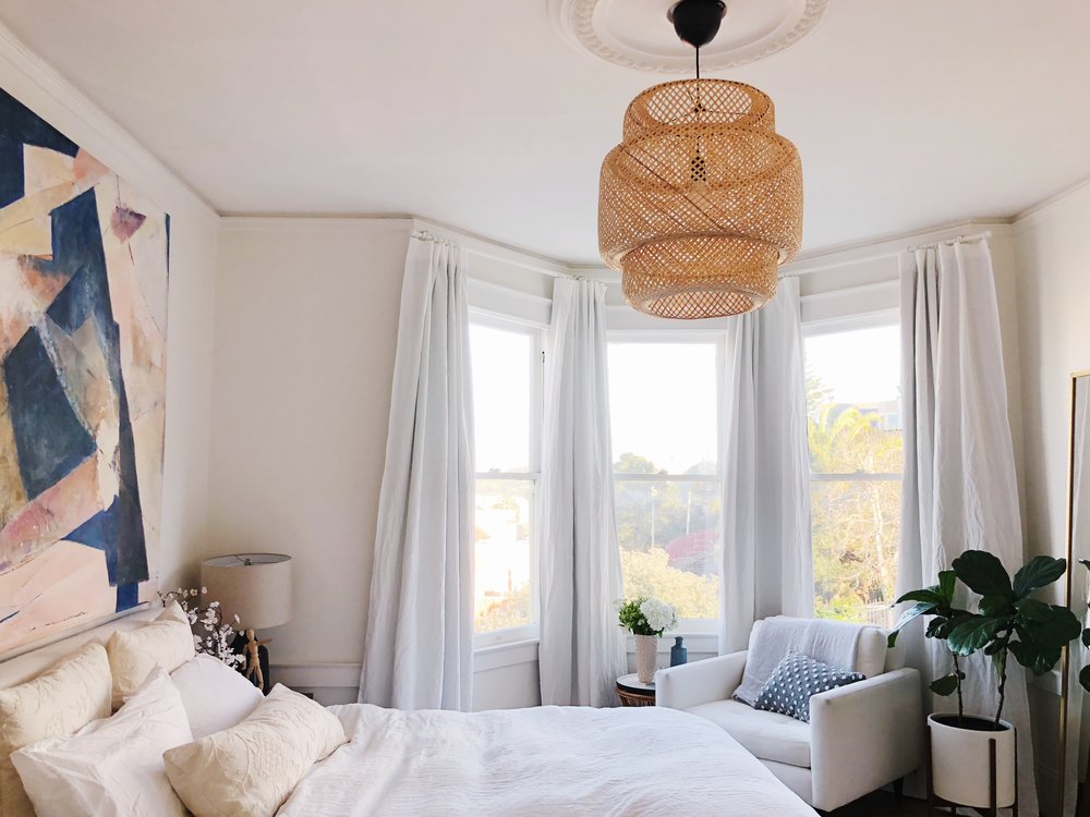 How To Hang Blackout Curtains On A Bay Window Eliza Kern