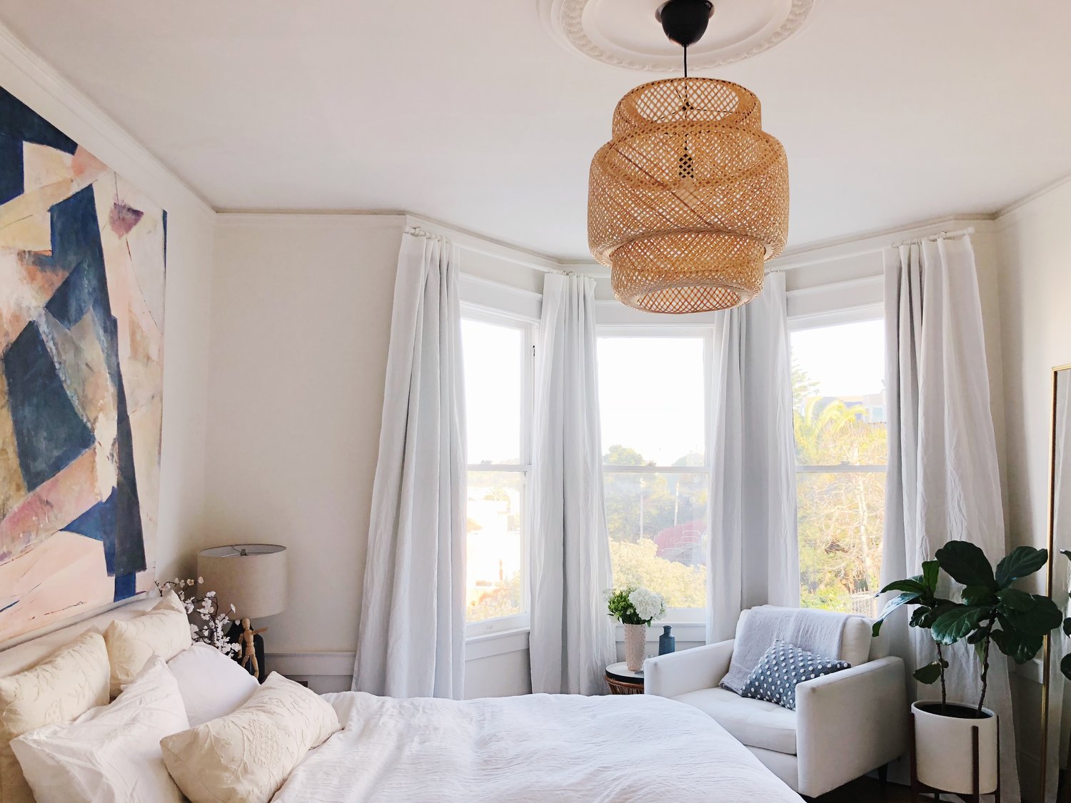 How to Hang Blackout Curtains On a Bay Window — Eliza Kern Design