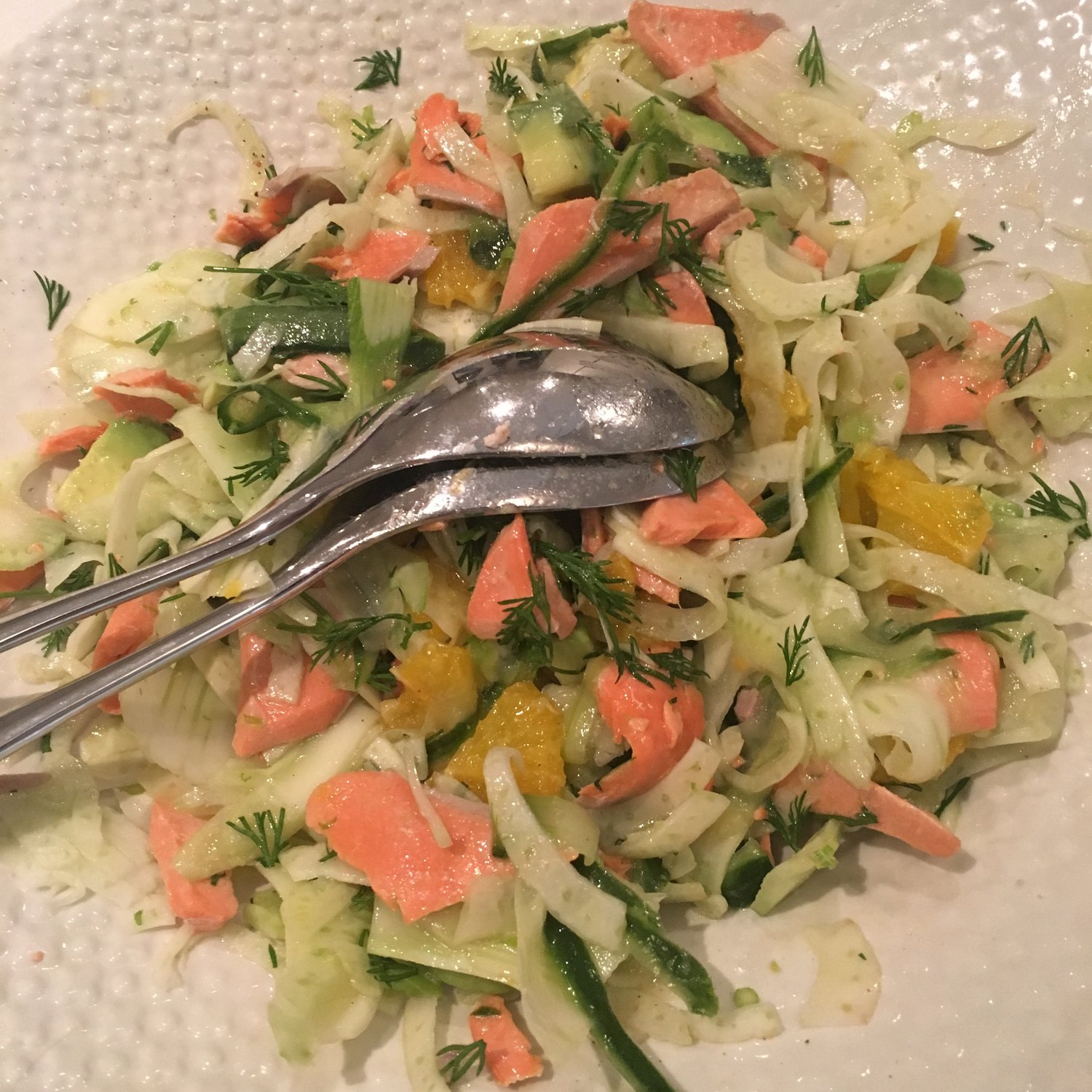 A light and refreshing summer salad: Fennel & poached salmon