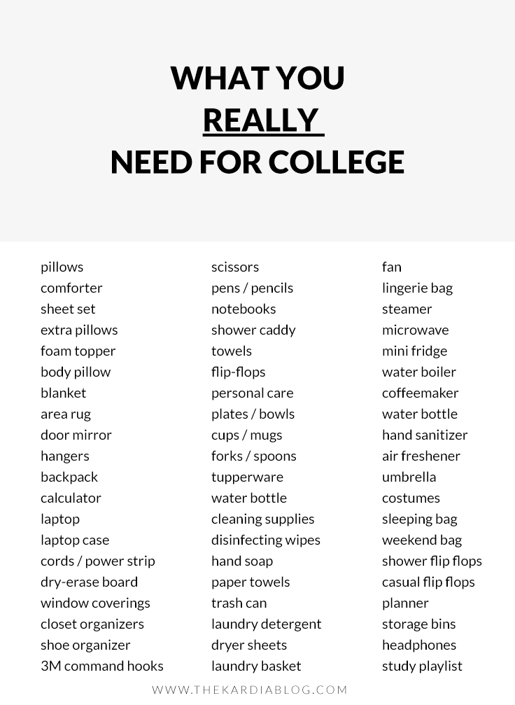 What You REALLY Need for College - Meadow Sweet Lane