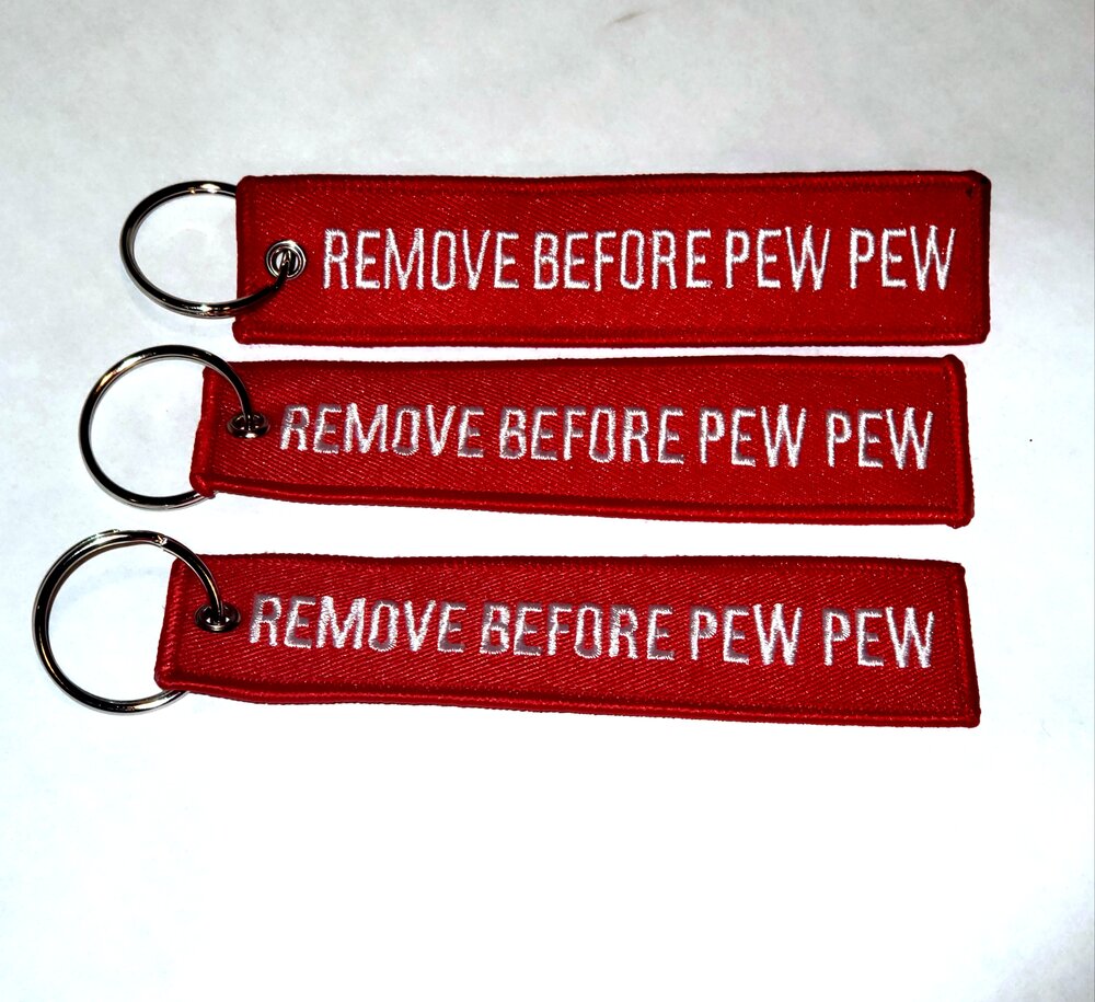 5 Pack Key Chains Remove Before PEW Automotive Neon Orange/Black 