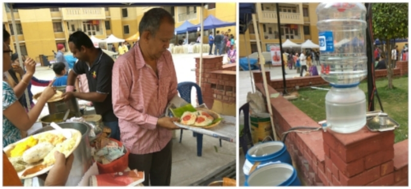 No plastic disposables were used at the food or drinking water stalls.