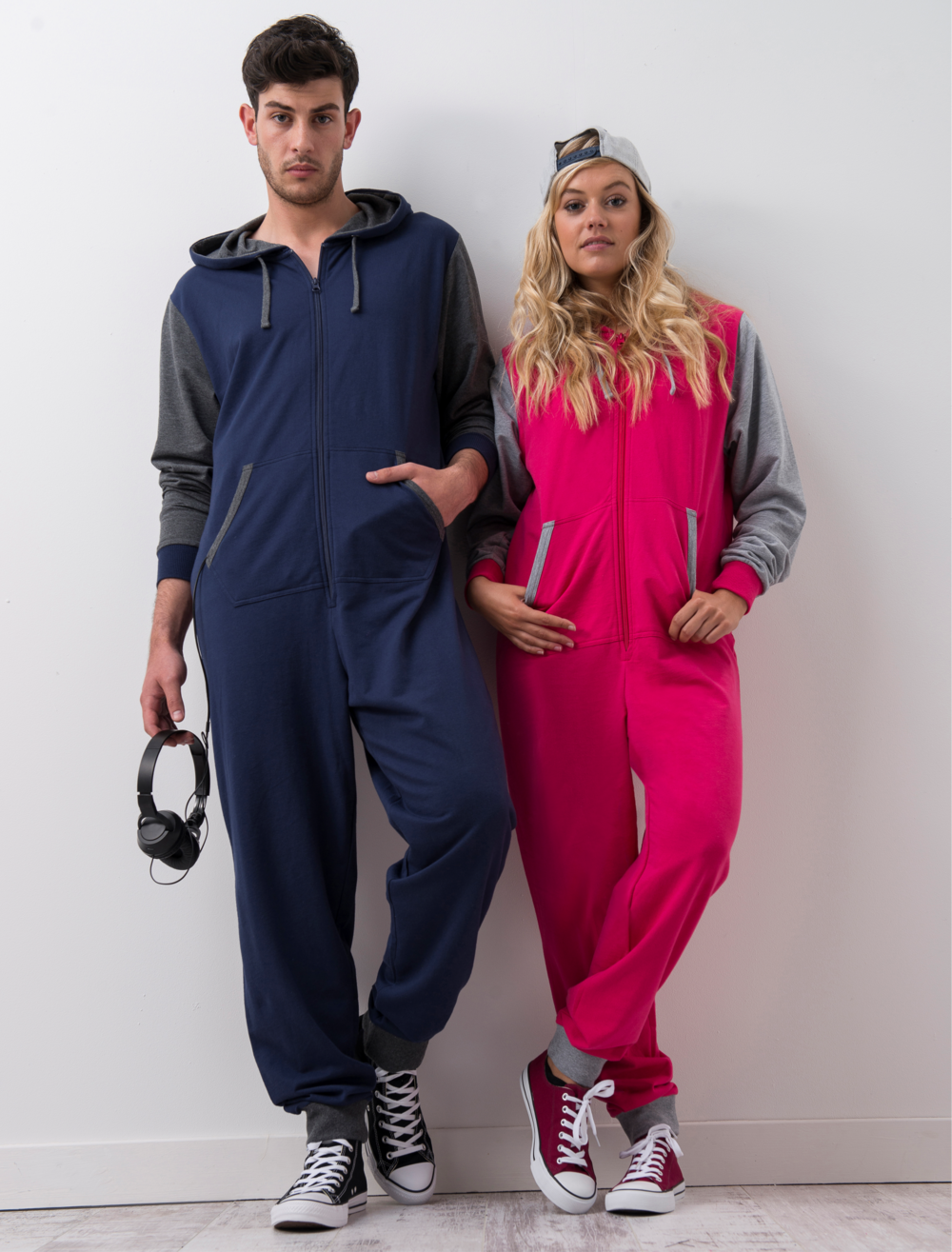 Comfy Co Adults Unisex Two Tone Contrast All-In-One Onesie 