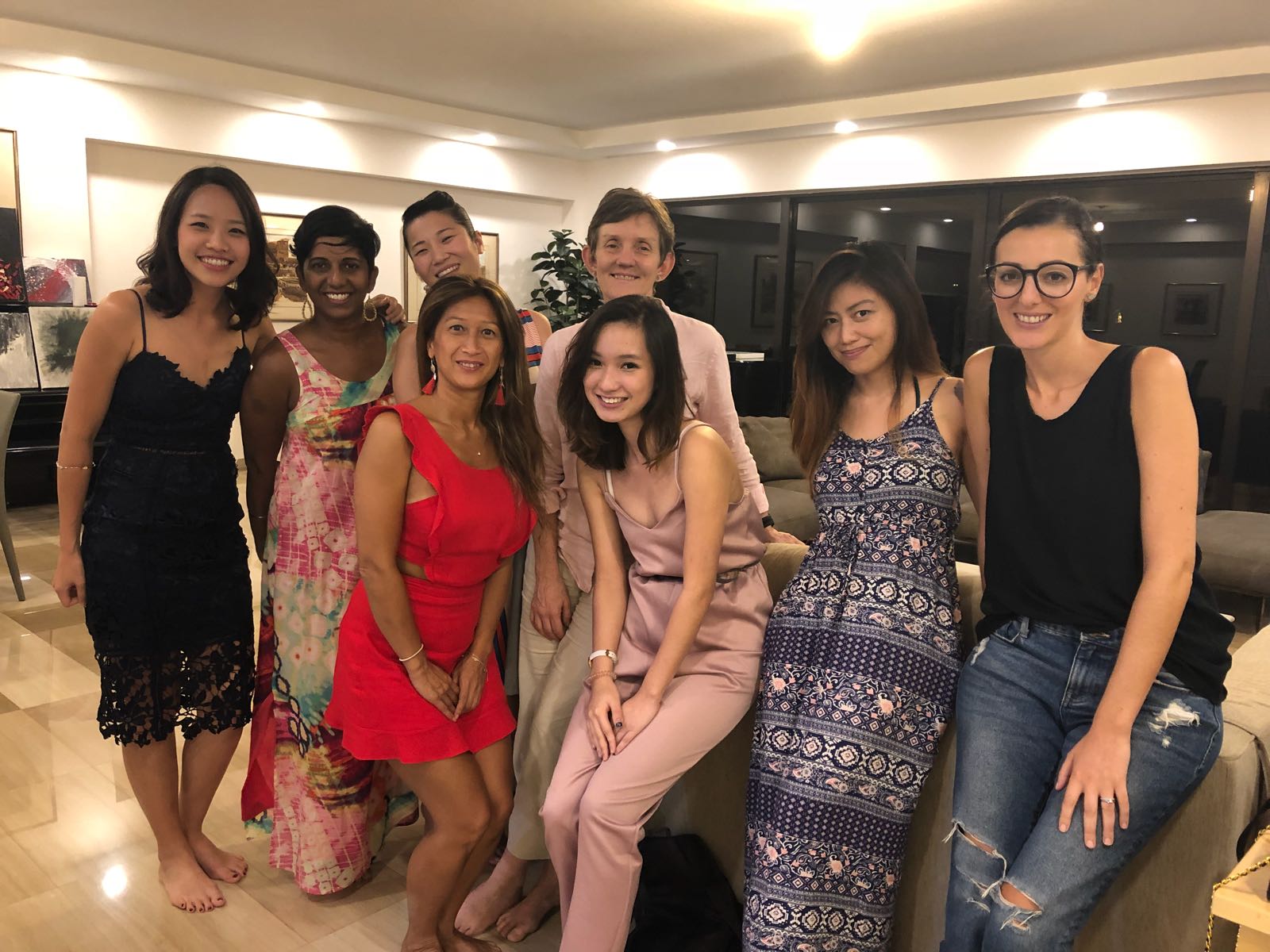  Two of the beautiful hosts for BLOOM 2018: Beverly Hiong and Cécile Spirit with guests Julienne Chan, Fiona Silva, Damaris Carlisle, Akiko Otao, Charlie Leong, Nawel Hammoumraoui. 