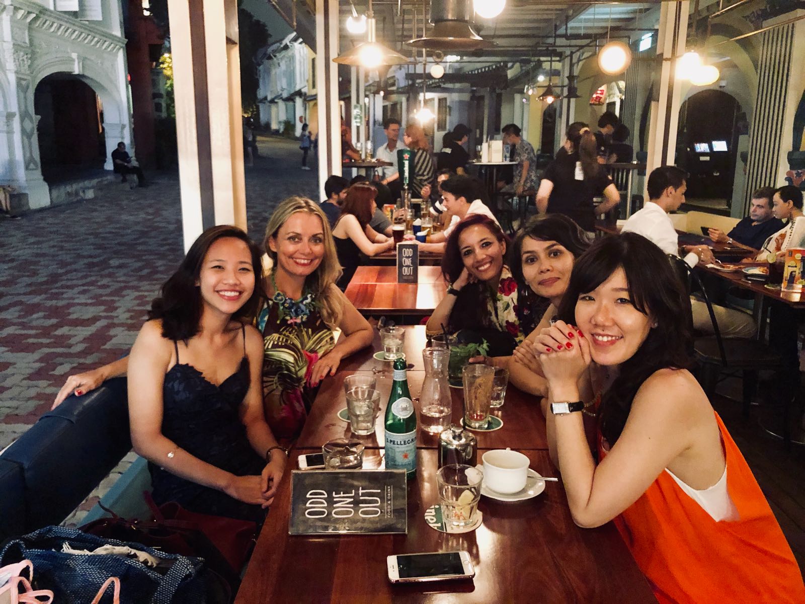  The nightcap with some of the co-founders of Women in Art, Singapore. From left: Beverly Hiong, Mamakan, Debasmitha Dasgupta, Madina Khamitova and Jolie Ow.  