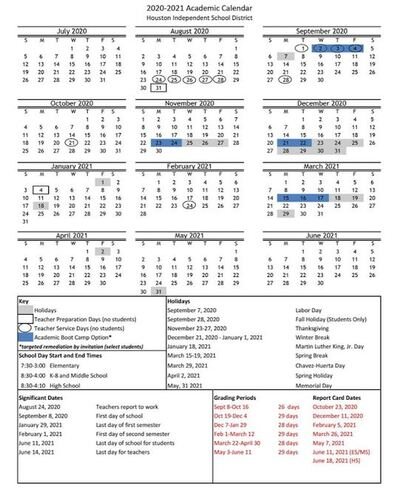 Calendar 2020 2021 Updated Calendar for 2020 2021 — Heights High School