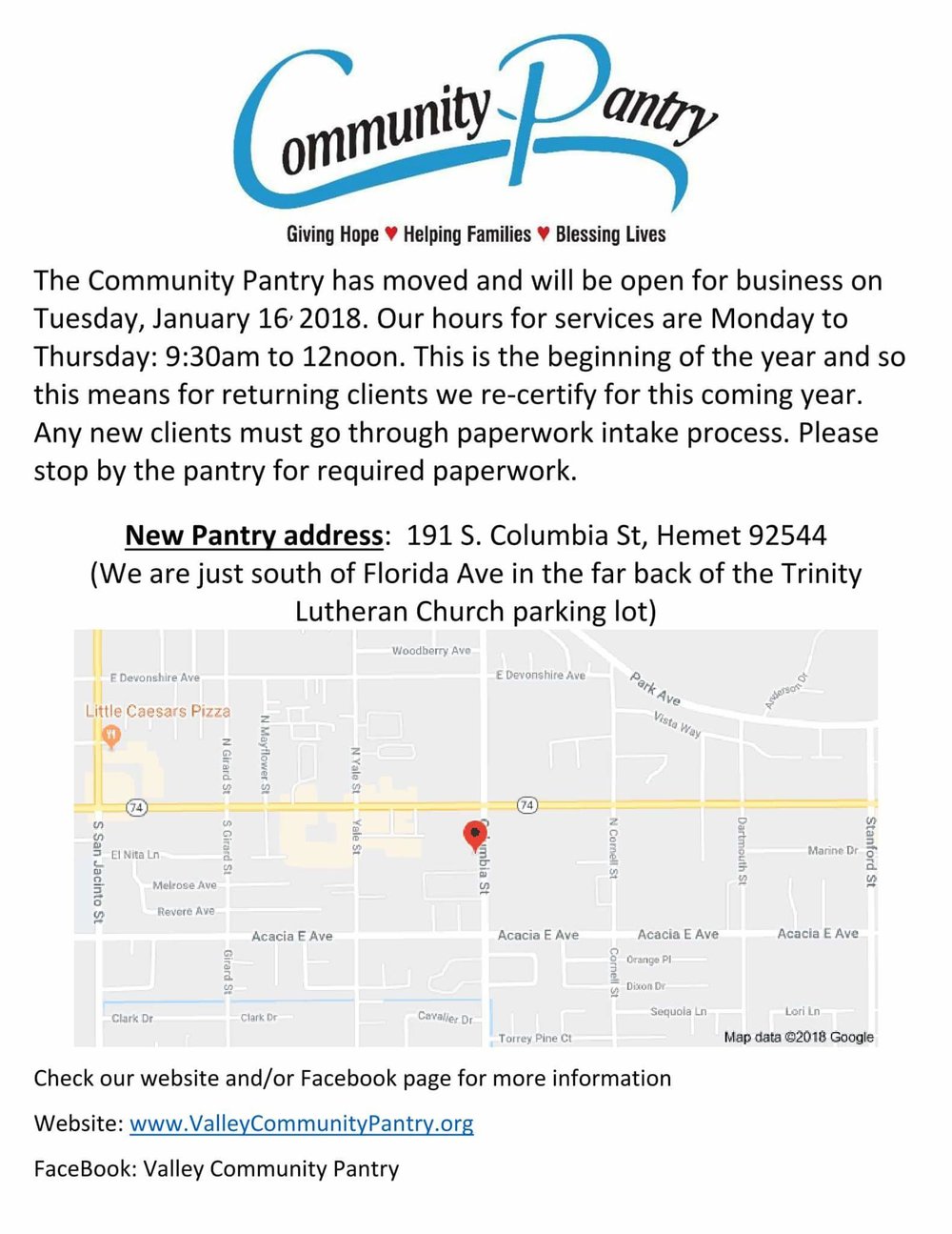 food & assistance — valley resource center