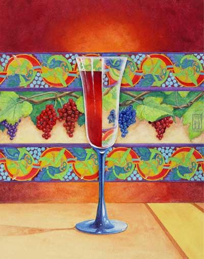 Wine Glass Half Full; a surrealist piece by Melissa Benson