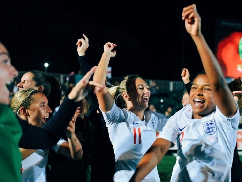 England celebrate qualifying for the World Cup. Image: Getty