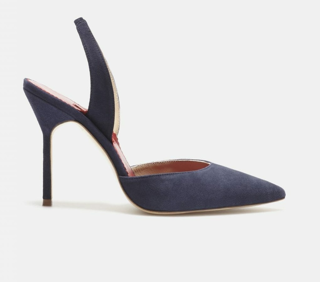 navy suede slingback shoes