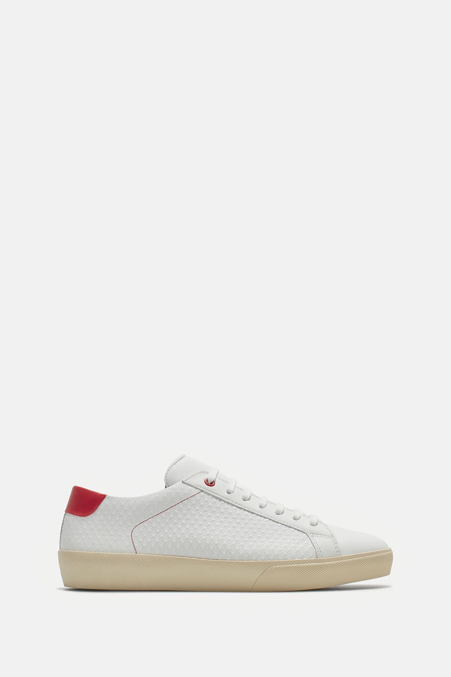 Carolina Herrera Embossed Leather Sneakers in White/Red — UFO No More