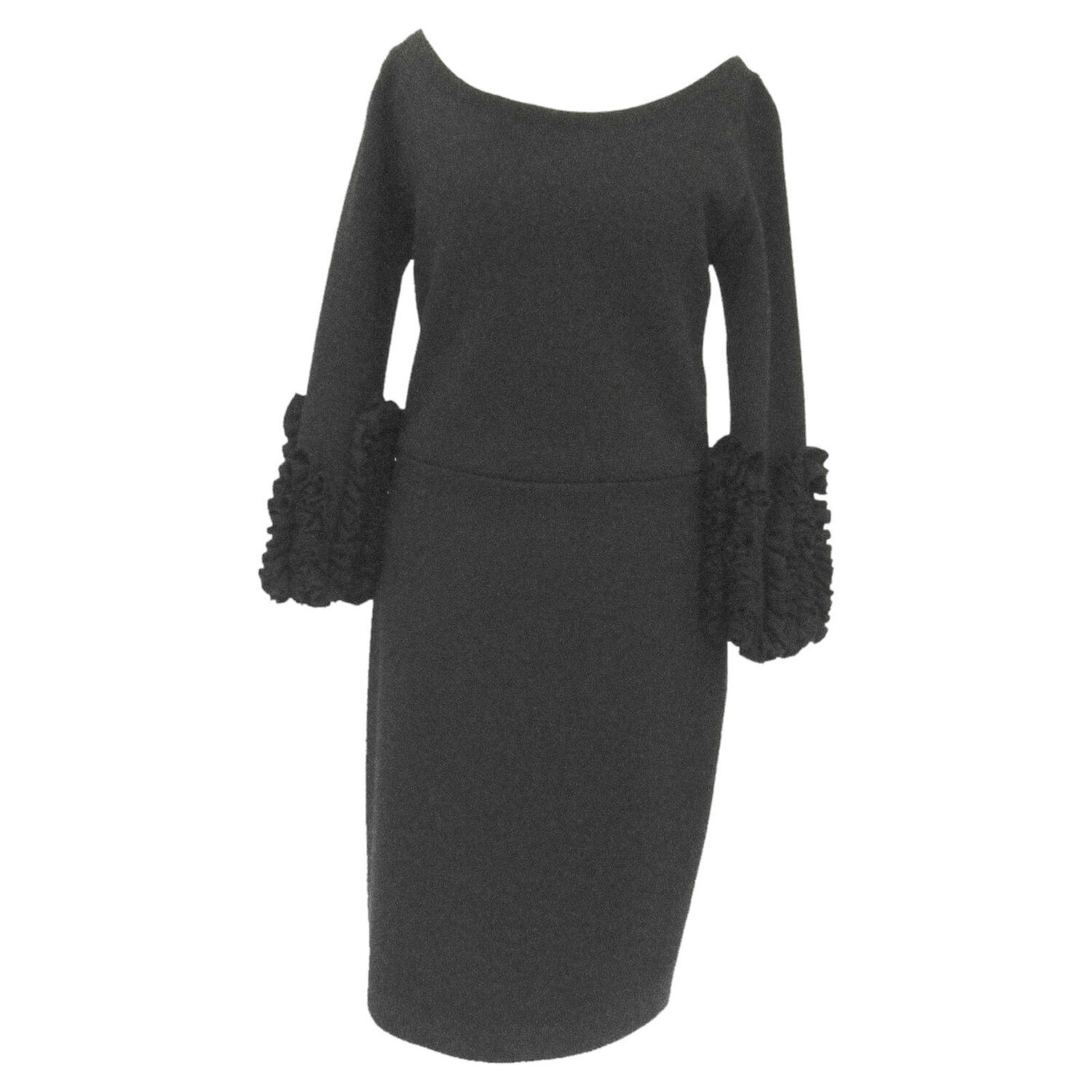 Christian Dior Ruffled-Cuff Sheath Dress in Black — UFO No More