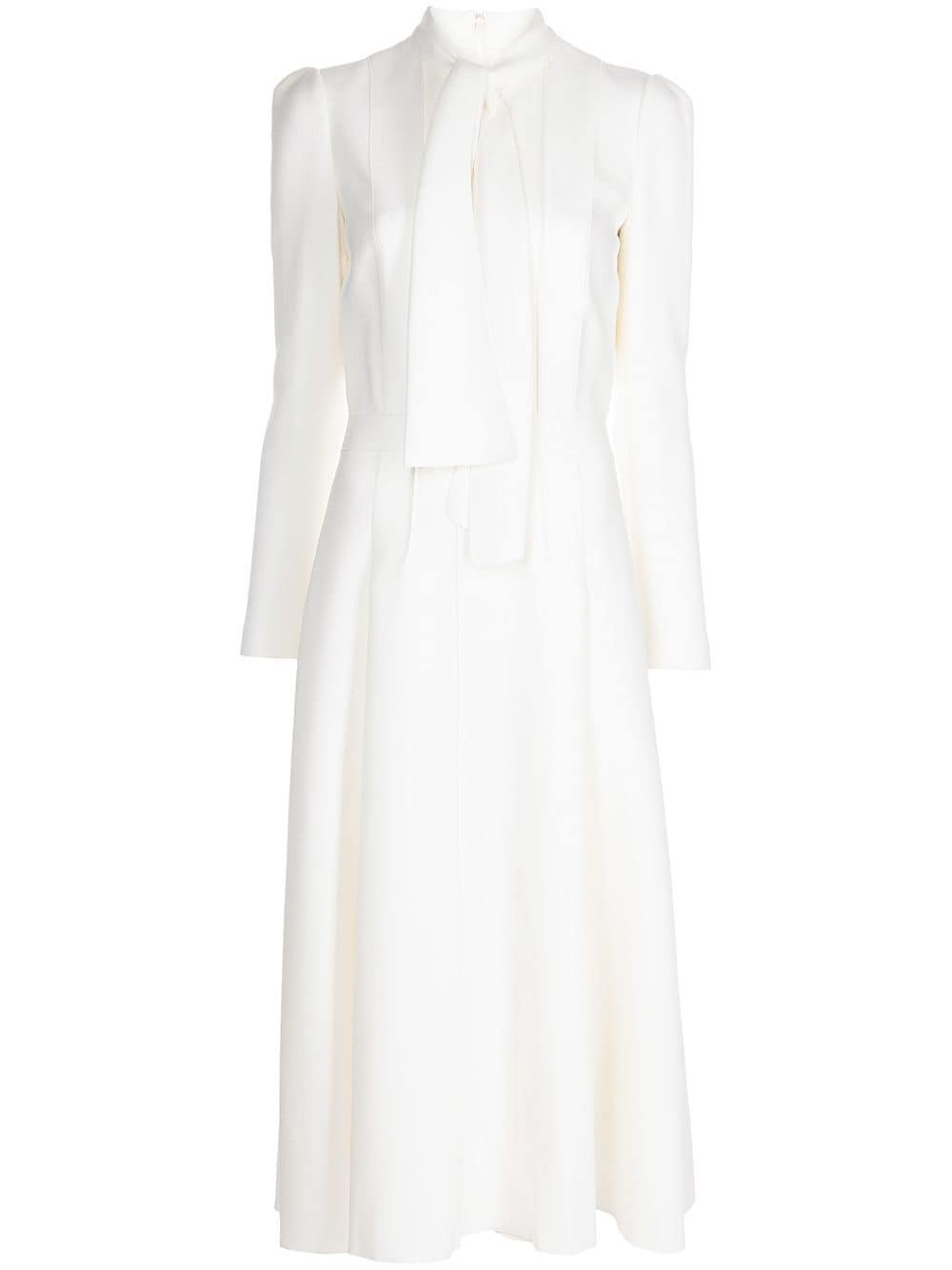 Giambattista Valli Pussy Bow Midi Dress in White — UFO No More