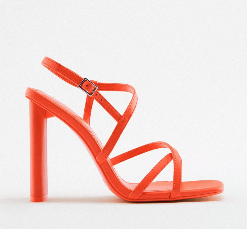 Zara High Heel Strappy Sandals in Orange — UFO No More