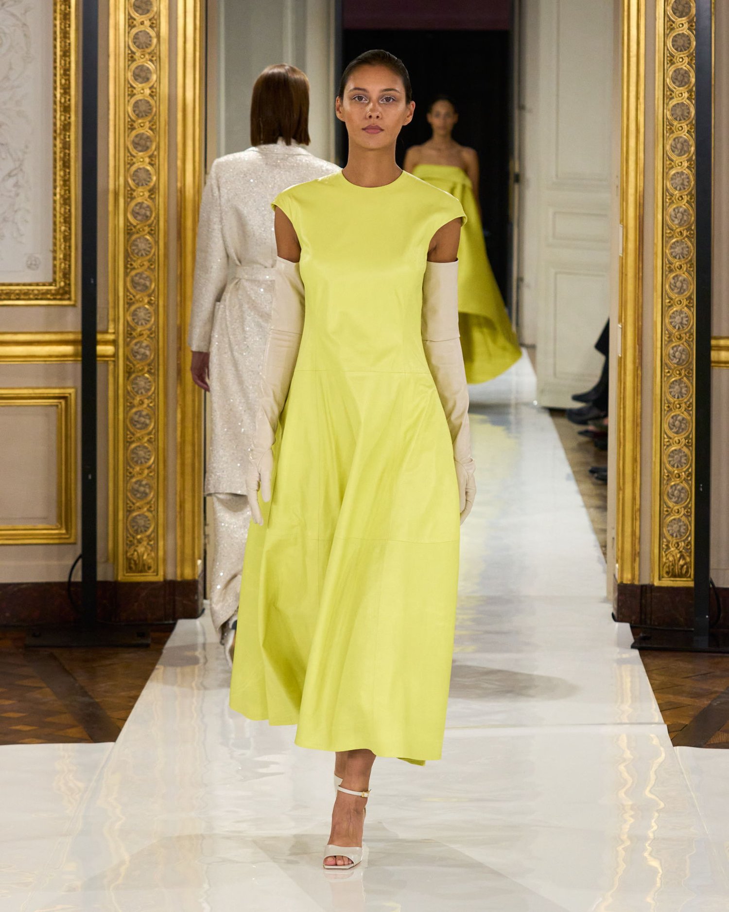 Natan Couture Cap Sleeves Midi Dress in Limoncello Scuba — UFO No More