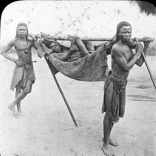 Above: hammock travel in Angola, ca. 1900.