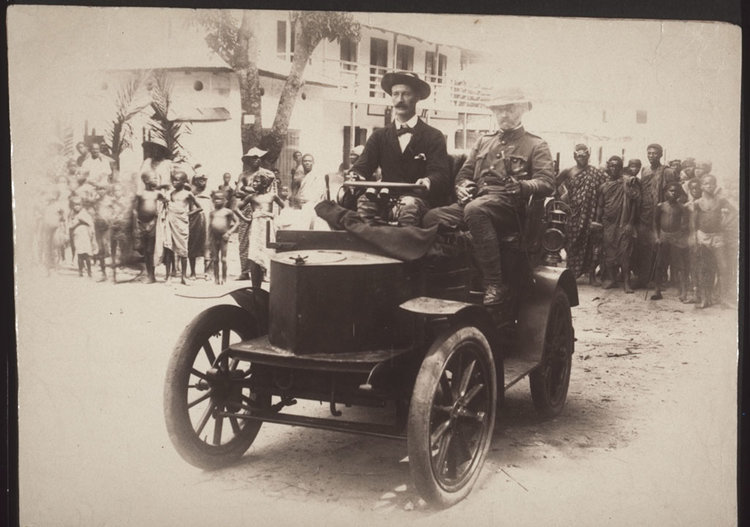 Above: Ghana's first automobile, driven by the British governor (1895).