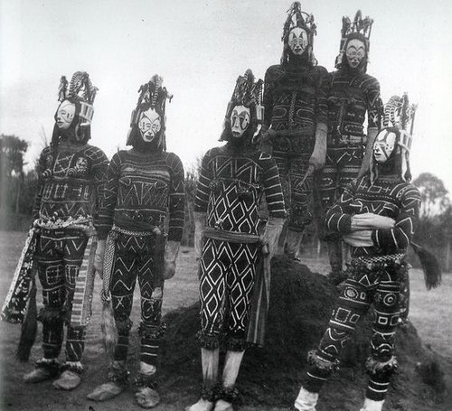Igbo "maiden spirit" masks (Agbogho Mmuo) in Cameroon or Nigeria.
