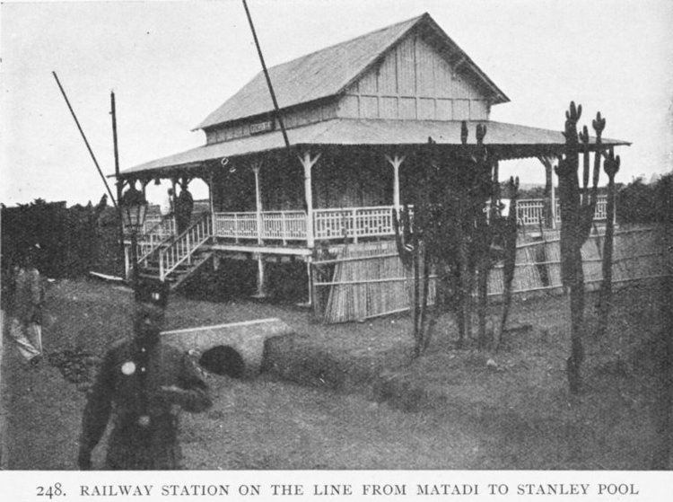 Above: railway station on the line from Matadi to Stanley Pool, 1891. 