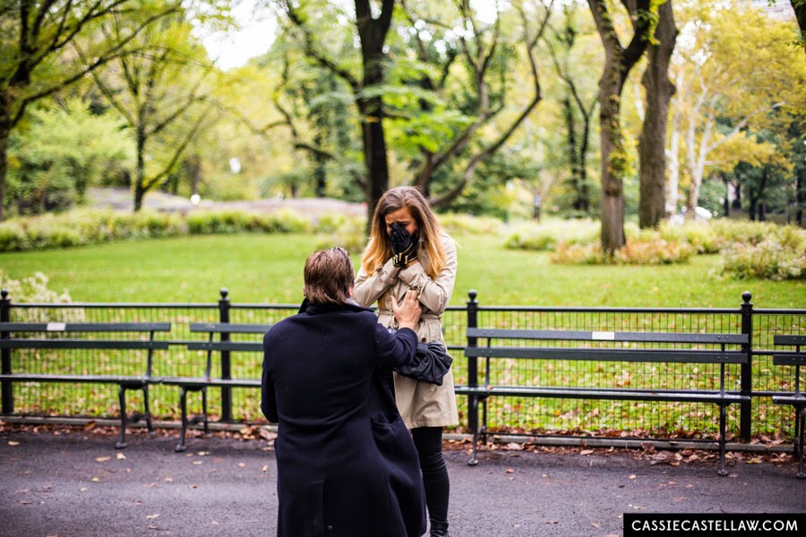 Central Park October Surprise Proposal + Lifestyle Engagement Portraits - www.cassiecastellaw.com