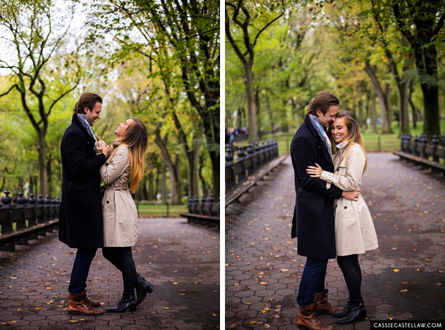 Candid Engagement Portraits in October, Bethesda Terrace Central Park NYC - www.cassiecastellaw.com