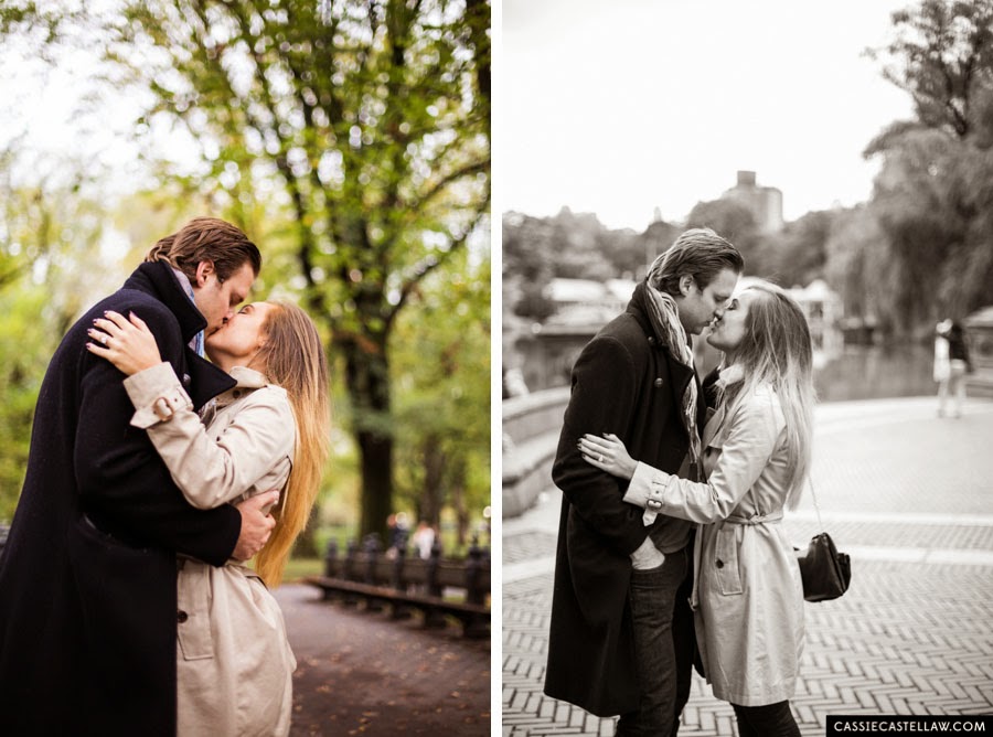 Lifestyle Engagement Session, Kiss at Loeb Boathouse Central Park NYC - www.cassiecastellaw.com