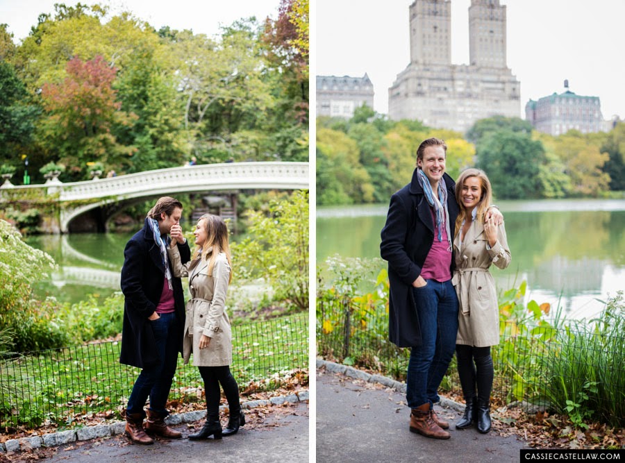 Lifestyle Engagement Session, Bow Bridge over the Lake in October, Central Park NYC - www.cassiecastellaw.com