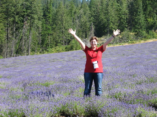 Audrey at Silver retreat in lavender field at Young Living Farm St. Maries, Idaho.