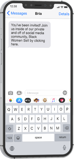 iPhone with text message invitation screen