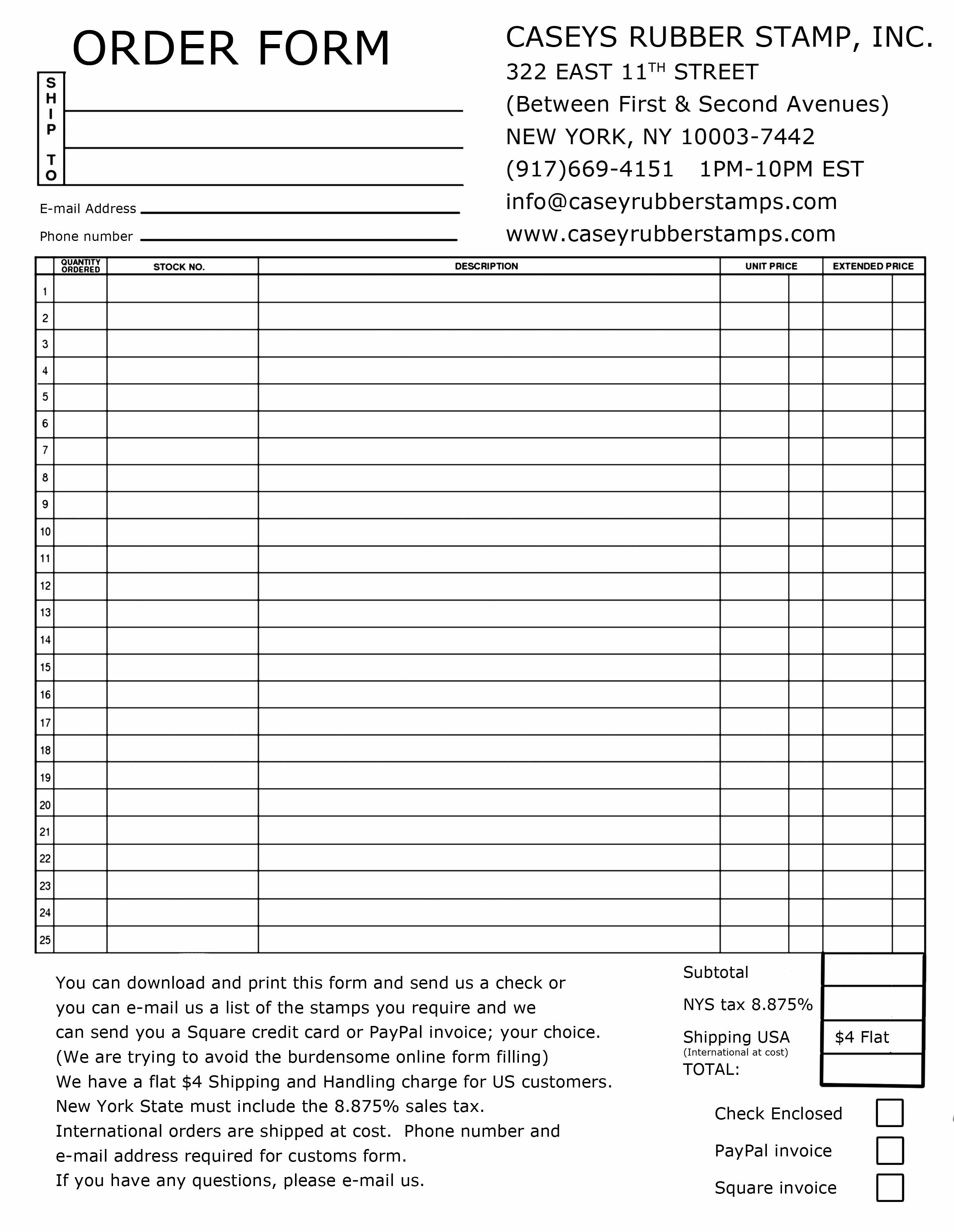 Order form