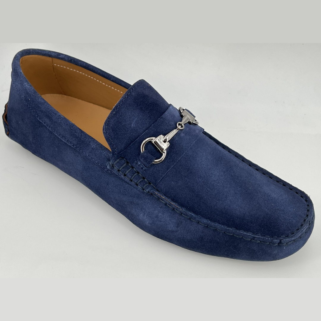 Gio Damiano Navy Suede Moccasin — Harrisons Menswear