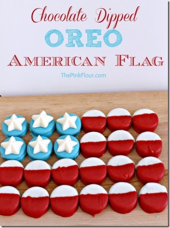 巧克力蘸奥美美国国旗由粉红色的面粉